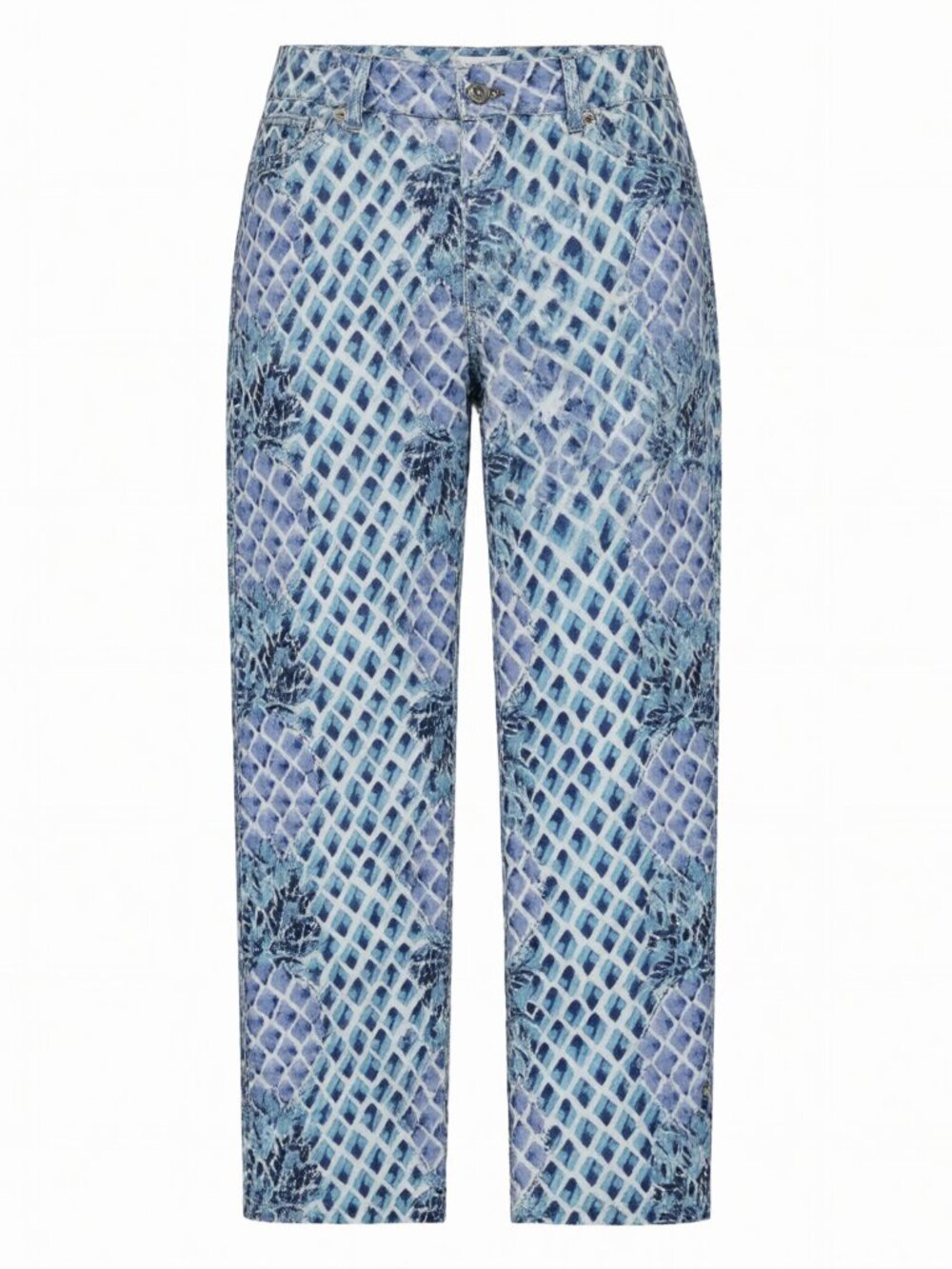 Lilly Pulitzer Women's Pants Size 2 Blue Geometric Floral Cotton Blend